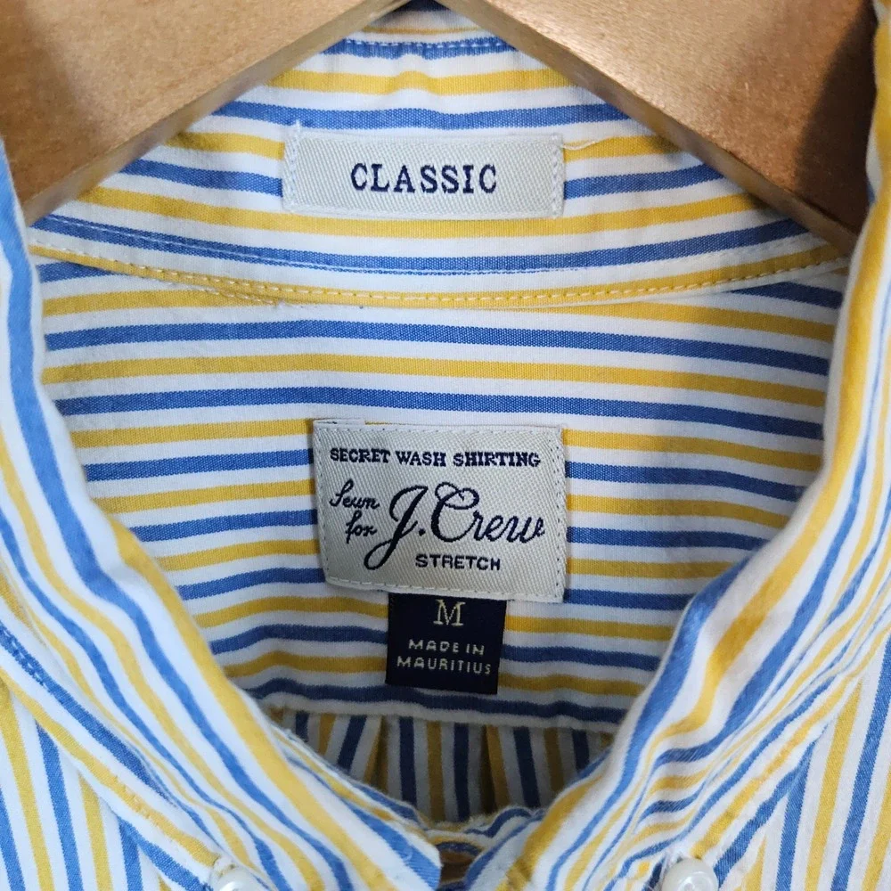 J‎ Crew Men's Multicolor Striped Button Down Size M Secret Wash Shirting Classic